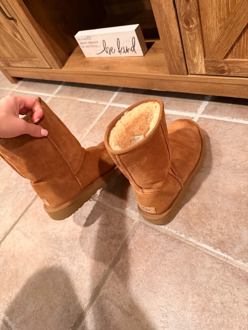 UGG Chestnut Classic Short Shearling Lined Boots - Picture 2 of 7